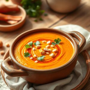 Thai Inspired Spicy Peanut and Sweet Potato Soup - Vegetarian - Easy Daily Kitchen