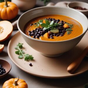Autumn Harvest Spicy Pumpkin and Black Bean Soup - Vegan - Easy Daily Kitchen