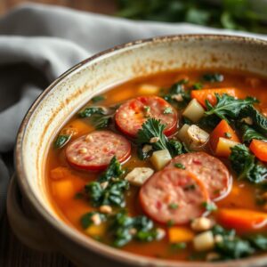 Hearty Sausage and Kale Soup with a Kick - Gluten Free - Easy Daily Kitchen