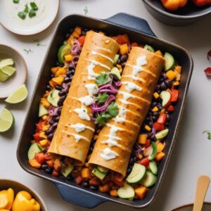Mexican Fiesta Roasted Veggie Enchiladas - Vegetarian - Easy Daily Kitchen