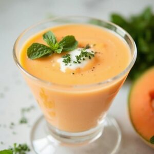 Refreshing Melon and Mint Summer Soup - Low Fat - Easy Daily Kitchen