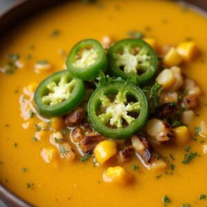 Smoky Grilled Corn and Jalapeño Soup - Vegetarian - Easy Daily Kitchen