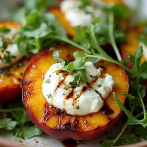 Summertime Grilled Peach and Burrata Salad - Vegetarian - Easy Daily Kitchen