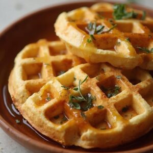 Gourmet Herb Maple Savory Waffles - Vegetarian - Easy Daily Kitchen