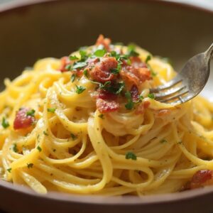 Golden Spaghetti Squash Carbonara - Low Calorie - Easy Daily Kitchen